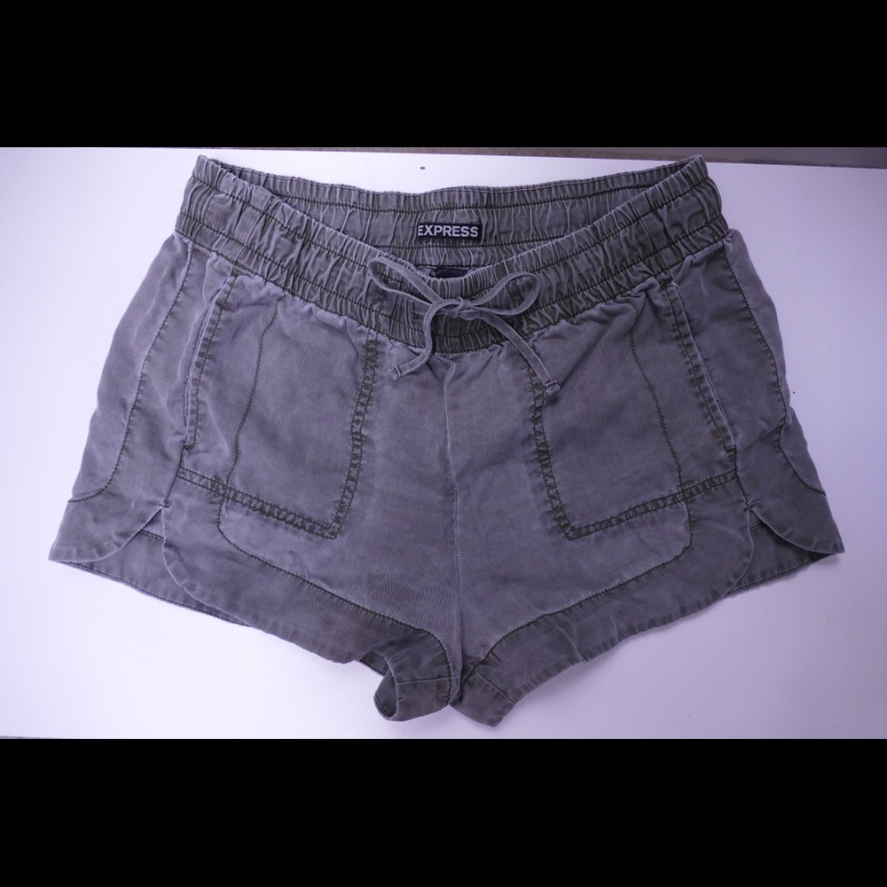 Dark olive flowy shorts